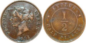 P0558 Scarce Cyprus 1/2 Piastre Victoria 1891 XF -> Make offer