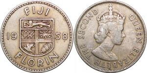 P0589 Fiji Islands Florin Elisabeth II 1958 ->Make offer