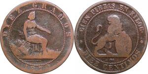 P0607 Spain 10 Centimos Granos 1870 OM  ->Make offer