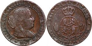 P0610 Spain 2 1/2 Céntimos Escudo 1867 Barcelona O.M ->Make offer