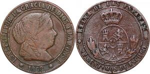 P0613 Spain 2 1/2 Céntimos Escudo 1868 Barcelona O.M ->Make offer