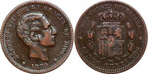 P0618 Spain 5 Centimos Alfonso XII 1879 OM Barcelona ->Faire offre