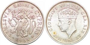 P0634 Cyprus 9 Piastres George E. Kruger-Gray 1938 Silver AU ->Make offer