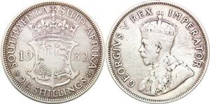 P0646 South Afrca 2 1/2 Shillings George V Suid Afrika 1932 Silver ->Make offer