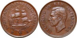 P0654 South Africa Penny George VI Sailing ship 1941 ->Make offer