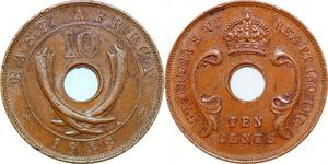 P0666 Ethiopia East Africa 10 Cents George VI 1943 SA AU ->Make offer