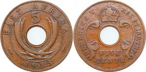 P0667 Ethiopia East Africa 5 Cents George V 1933 ->Make offer