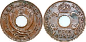 P0669 Ethiopia East Africa 5 Cents George VI 1941  I ->Make offer