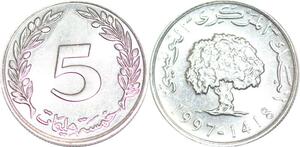 P0700 Tunisia 5 Millièmes 1418 1997 UNC ->Make offer