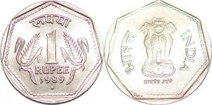 P0713 India 1 Rupee Ashoka Lion Capitol 1989 UNC ->Make offer
