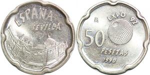 P0725 Spain 50 Pesetas Expo 92 Sevilla 1990 UNC ->Make offer