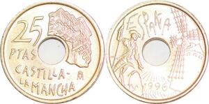 P0727 Spain 25 Pesetas Castilla-La Mancha Commemorative 1996 UNC ->Make offer