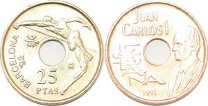 P0730 Spain 25 Pesetas Canary Islands Commemorative 1994 UNC ->Make offer