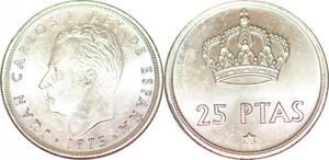 P0738 Spain 25 Pesetas Juan Carlos I 1975 UNC ->Make offer