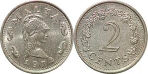 P0742 Malta 2 Cents Penthesilea Queen Amazons 1972 UNC -> make offer