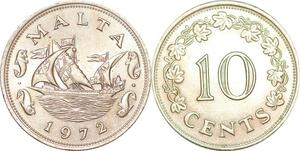 P0747 Malta 10 Cents Boat Fish 1972 UNC ->Make offer