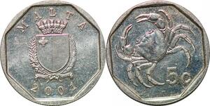 P0837 Malta 5 Cents Coat Arm Crab 2001 FDC -> Make offer