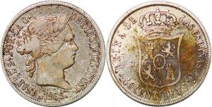 P0857 Spain 40 Centimos Escudo Isabel II 1868 Madrid Silver -> Make offer