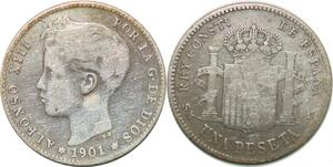 P0861 Spain Peseta Alfonso XIII 1901 SM V Madrid -> Make offer