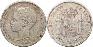 P0867 Spain Peseta Alfonso XIII 1900 SM V Madrid Silver -> Make offer