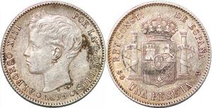P0868 Spain Peseta Alfonso XIII 1899 SG V Madrid Silver -> Make offer
