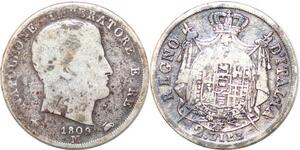 P0932 Italy 2 Lire Napoleon 1809 M Milan Silver -> Make offer