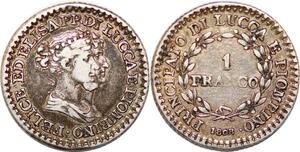 P0957 Italy Lucca Un Franco 1808 Felix and Elisa Silver -> Make offer