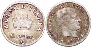 P0966 Italy 10 Soldi Napoleon I 1809 M Milan Silver -> Make offer