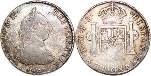 P0999 Bolivia 8 Reales Charles IV 1790 PTS PR Potosi Silver ->Make offer