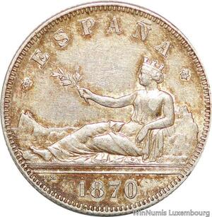 P1005 Spain 2 Pesetas Government Provisoire 1870 (74) DE M Silver -&gt;Make offer