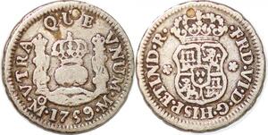 P1024 Mexico Spanish Colony 1/2 Real Ferdinand VI 1759 Silver ->M offer