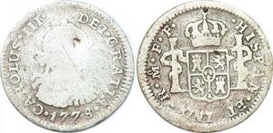 P1025 Mexico Spanish Colony 1/2 Real Charles III 1778 Mo FF Silver ->Make offer