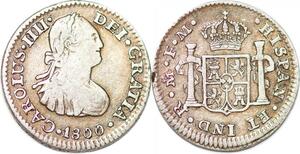 P1026 Mexico Spanish Colony 1/2 Real Charles IV 1800 Mo FM Silver XF+ ->M offer
