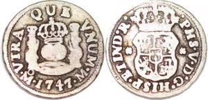 P1033 Mexico Spanish Colony 1/2 Real Ferdinand VI 1747 M Silver ->Make offer