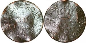 P1045 Guyane French Colonies 2 Sous Louis XV Cayenne 1789 A Paris Fab Locale