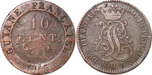 P1050 Guiana French Colonies 10 Centimes Louis Philippe 1846 A Paris