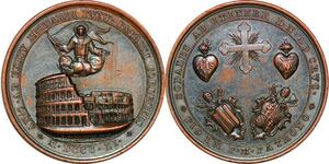 P1095 Papal States Vatican Médaille Pie IX amphithéâtre flavien Zaccagnini 1851 SUP