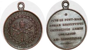 P1099 Scarce Medal Papal States Vatican Pie IX 1846 1878 Austrian Troops Papal states 1849 AU