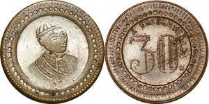 P1125 Jeton 30 Centimes Mongol A Consommer ->Make offer