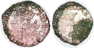 P1126 Rare Italie Comté Desana Dauphin Tizzone Liard Imitation Henri III 1551 1589->M O