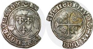 P1148 France Blanc a la CouronneCharles VII étoile croissant fermé Châlons en Champagne 1403 1461