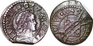 P1149 Rare Catalogne Spain Louis XIV Sizain 1649 Barcelone XF+