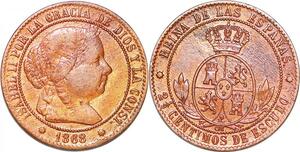 P1152 Spain 2-1/2 Centimos Isabel II 1868 OM ->Make offer