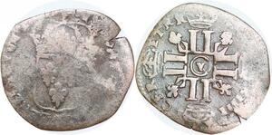 P1177 France 15 Deniers aux huit L Louis XIV Douzain en Quinzain Y Bourges 1643