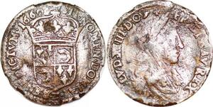 P1192 Rare France Louis XIV 1/12 Ecu Dauphiné buste juvénile 1660 Z Grenoble Silver