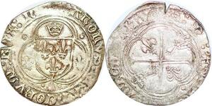 P1195 Rare France Blanc à la Couronne Charles VIII  de Bretagne Rennes Argent ->F offre