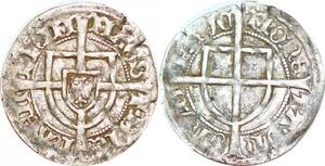 P1202 Scarce Poland Teutonic Order Johann von Tiefen 1489-1497 grosz Klippe XF