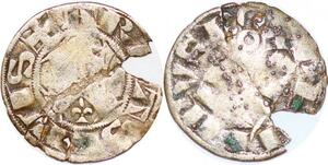 P1203 Rare France Denier Philip II Auguste parisis 1er type 1191-1199 Arras silver