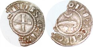 P1216 Rare France Nevers comté Gui Ier denier 1168-1175 Argent ->Faire offre