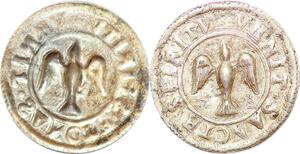 P1230 Very Scare France Denier Venit Sancte Spiritv Dove Colombe Incuse Argent SUP